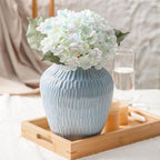 Ceramic Vase for Home Decor,7.8 Inch Flower Vases，Decorative Blue Vase for Pampas Grass，Modern Art Texture Vases for Home Entryway Living Room Dining Table Farmhouse Office Decor-Mat Blue