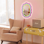 Kavaas Wavy Neon Mirror 16.9" x 12.7", LED Wave Mirror with Lights for Bedroom, Girls Room - Best Gifts for Teen Girls, Birthday, Christmas