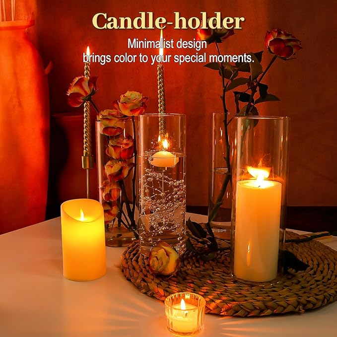 12pcs Glass Cylinder Vases for Centerpieces | 10 Inch Tall Flower Vase for Wedding Decorations, Floating Candle Holders for Dinner Table, Bridal Shower, Office Home Décor