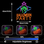 Halloween Party Neon Sign USB Powered Gothic Tombstone Light up Sign Dimmable Halloween Ghost Hand Neon Light Wall Decor for Halloween Party Bedroom Bar Man Cave Spooky House