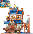 Reobrix Medieval Fishing Store Lighting Building Block Sets for Adults, Medieval Architecture Display or Home Office Decor, Creative Construction Building Kits 66007, Idea Gift for Adults