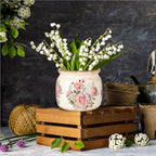 Vintage Planter Large Ceramic Plants Pot Beige Pink European Rose Ice Crack Cottage Scroll Vase Flower Vase Pot Indoor Plants Home Kitchen Decor Farmhouse Antique Decorative Gifts