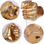 Gold Wall Sculptures, Hand Vases Home Decor, Wall Mount Art Sculpture, Unique Wall Art Statue, Funky Flower Vase Decorations, Modern Eclectic Hanging Decor,Glass Test Tube Vase