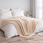MIULEE Beige Super Soft Throw Blanket for Bed, Twin Size Cozy Fluffy Warm Blankets Knit Blankets for Couch, Sofa, Chair, Living Room, Camping, Picnic, 60 x 80 inch