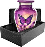 Olivia Memorials Urn for Ashes Women Men - Cremation Urns for Adult Male Female Human - Large Urns for Mom - mall Mini Keepsake (Purple Butterfly, 1 Small Keepsake)