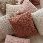 Foindtower Set of 2 Curly Teddy Wool Pillow Covers Decorative Boucle Textured Lumbar Throw Pillow Faux Fur Sherpa Pillowcases Sheepskin Fuzzy Cushion Case for Sofa Bedroom Car 12"x20" Dusty Pink