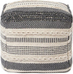 REDEARTH · Tufted Pouf Ottoman with Filler Textured Storage Cube Bean Bag Pouffe Footrest for Living Room, Bedroom, Nursery, Kidsroom; 100% Cotton (17.5"X17.5"X17.5", Precis Descant Gray)