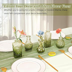 Set of 40 Glass Bud Vases, Small Green Glass Vases in Bulk, Mini Vintage Embossed Flower Vase for Wedding, Centerpieces, Birthday Party, Baby Shower, Home Table Decorations (Green)