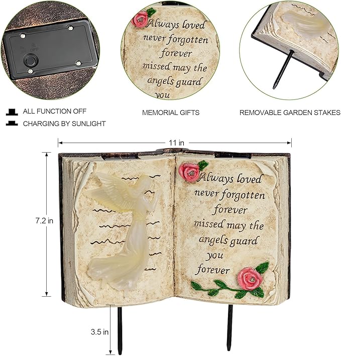 Outdoor Solar Angel Garden Stakes Lights, Waterproof Memorial Grave Decorations Gifts for Cemetery Outdoors Lawn Yard Home Patio Decor