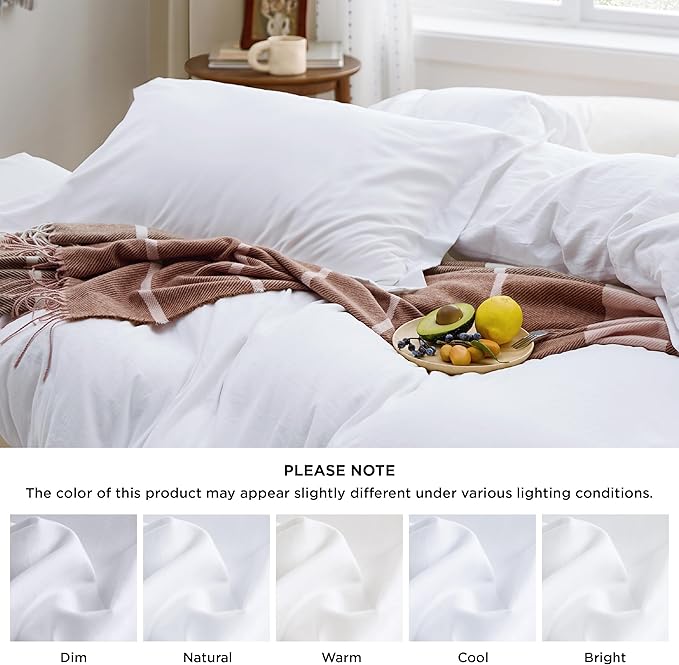 Bedsure Bright White Duvet Cover Twin/Twin XL Size - 2 Pieces Prewashed Cotton-Like Extra Soft Bedding Set, Includes 1 Twin Duvet Cover 68x90 Inches with Zipper Closure & 1 Pillow Sham, No Comforter