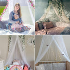 Mosquito Net Bed Canopy for Girls,King Canopy Bed Curtains Queen Size from Ceiling,Dome Mosquito Netting Bed Tent Twin Girls Canopy Bed Decor for Baby Crib,Kid Bed and Adult Beds (White-Dome1)