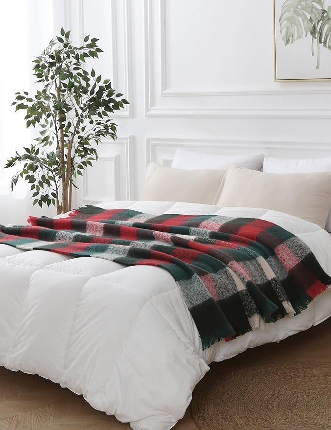 ZonLi Christmas Plaid Throw Blanket, Decorative Blankets