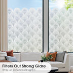 Beautyhero Window Privacy Film, Frosted Reeded Glass Cling, 3D Decorative Coverings with UV Blocking, Static Cling Tint for Bathroom Doors Cabinet