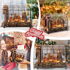 VCUTEKA Christmas Village Collectible Building, Animated Christmas Village Greenhouse Musical Village Perfect Addition to Your Xmas Indoor Decorations or Holiday Displays, Brown