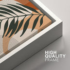 SIGNFORD Framed Canvas Print Wall Art Mid-Century Palm Leaf and Geometry Symbols Abstract Shapes Illustrations Modern Boho Nature Colorful Chic for Living Room, Bedroom, Office - 24"x36"x2 White