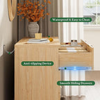 Fluted Dresser with 6 Drawers, 54" Wide Modern Chest of Drawers with Metal Handle, Wooden Dresser TV Stand, Wood Closet Clothes Storage Organizer for Bedroom, Living Room, Hallway, Natural Oak