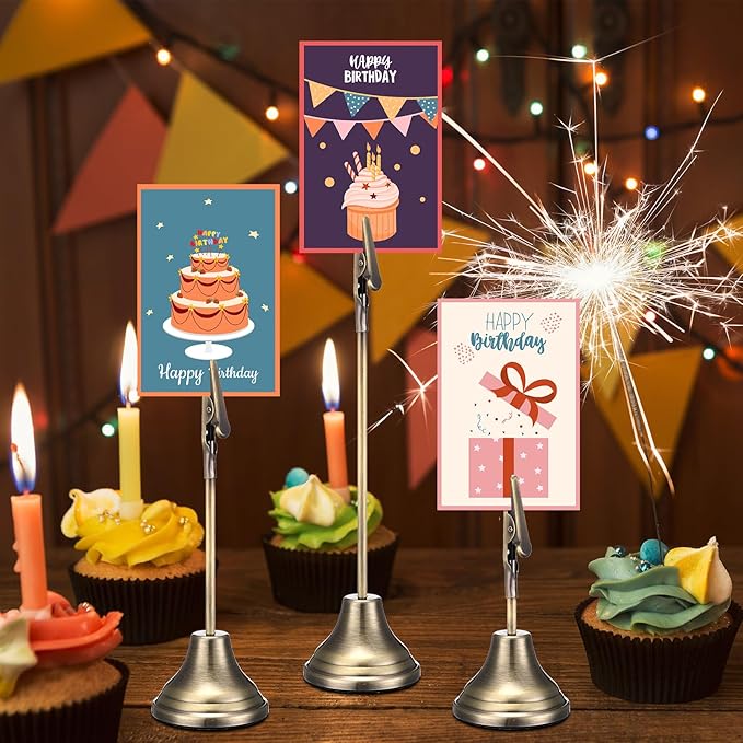 20 Pcs Table Number Holders 4/6/8/10 Inch Metal Place Card Holders with Alligator Clip Heavy Base Wedding Table Number Stand Picture Photo Clip for Banquet Party Birthday Restaurant(Bronze)