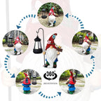 Solar Garden Gnomes Statue with Succulent and 4 LED Lights - Solar Lantern Gnomes Decorations for Yard Outdoor gnome Decorations for Garden, Patio Gnome Gifts for Mom