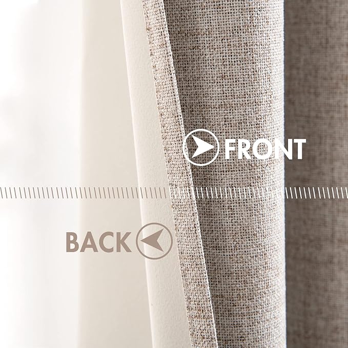 MIULEE Blackout Curtains for Bedroom Polyester Texture Thermal Insulated Natural Khaki Grommet Room Darkening Curtains & Drapes Luxury Decor for Living Room Nursery 52 x 90 Inch (2 Panels)