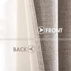 MIULEE Blackout Curtains for Bedroom Linen Texture Solid Thermal Insulated Natural Khaki Grommet Room Darkening Curtains & Drapes Luxury Decor for Living Room Nursery 52x45 Inch (2 Panels)