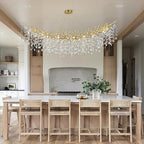 Modern Crystal Gold Chandelier,72" Large Rectangular Chandeliers for Dining Room, Tree Branch Crystal Lving Room Chandelier,Dining Room Over Table Chandeliers,Fixture Height-Adjustable