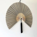 Fan Wall Decor, Japanese Giant Fan, Large Bamboo Fan Wall Art For Boho Hanging Headboard, Decorative Folding Fans For Over Bed, Asia Trending (Gray 48inch)