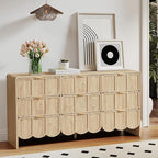 9 Drawer Dresser for Bedroom, Modern Closet Chest of Drawers with Wave Fluted Drawer, Wood Storage Small Dresser Organizer for Nursery Bedroom Living Room Hallway Closet (Natural)