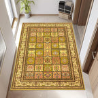 Topllen Washable Area Rug - 3'x5' Boho Bedroom Rug Indoor, Non-Slip Low-Pile Rugs for Living Room Bathroom Kitchen Front Door, Entry Throw Carpet Stain Resistance (Yellow, 3x5ft)