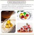 Glass Orange Figurine Crystal Fruit Collectibles Hand Blown Glass Fruits Tangerine Decoration Art Ornament for Home Office Kitchen Decor Gift for Women