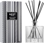 NEST New York Reed Diffuser, Amber & Incense - 5.9 fl oz - Fragrance for Up to 90 Days - Reusable, Refillable Glass Holder - Includes 8 All-Natural Reed Sticks - Flame Free