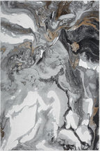 Abani Regal Collection Area Rug - Abstract Dark Grey Cracked Stone Design - 6' x 9' - Washable - for Living Room, Bedroom & Office