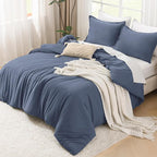 Litanika Comforters Bluish Grey Twin/Twin XL Size, 2 Pieces Lightweight Solid Bedding Set & Collections, All Season Fluffy Bed Set (66x90In Comforter & 1 Pillowcase)