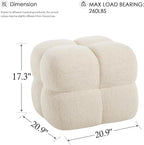 Zesthouse Square Pouf Ottoman Footstool, Modern Ottoman Coffee Table for Living Room, Beige Linen Stool Foot Rest, Upholstered Poofy Stool for Couch, Cute Vanity Chair Backless for Makeup Room Bedroom
