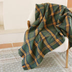 ZonLi Green Plaid Throw Blanket for Couch, Fall Plaid Blanket for Home Decor, Soft Lightweight Cozy All Season Decorative Vintage Blankets with Tassel for Bed and Sofa, 50'' x 60''