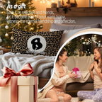 Coquette Pink Bow Leopard Print Lips Lucky 8 Ball Throw Pillow Covers 20x12, Cheetah Print Room Decor, Funky Y2K Leopard Decorative Pillow Covers for Girls Room Dorm Apartment Home，Set of 2