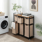Laundry Basket Organizer, Hampers for Laundry 6 Compartments, Laundry Hamper with 6 Sliding Laundry Sorter Bags, Top Storage Shelf, and Metal Frame (6 Compartments)