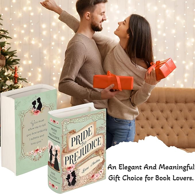 Ceramic Book Vase Pride and Prejudice Gifts for Book Lovers Women & Men - Jane Austen Gifts for Women Bookish Christmas Decor for Bookshelf - Bookworm Bookish Gift Cute Librarian Present for Readers