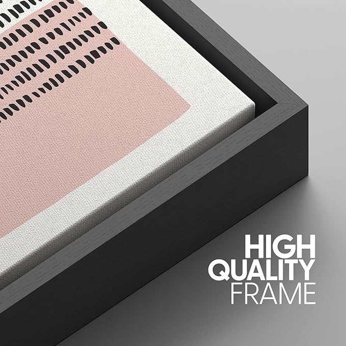 SIGNWIN Framed Canvas Print Wall Art Set Pink Geometric Color Block Collage Abstract Shapes Illustrations Modern Art Contemporary Minimal Ultra for Living Room, Bedroom, Office - 16"x24"x3 Black