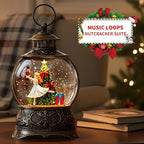 Christmas Snow Globe Lantern – Clara & Prince LED Music Water Globe, Swirling Glitter, Auto Timer – Vintage Lighted Tabletop Decor & Gift