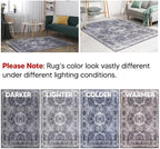 Keen Home Design Area Rugs - Non-Shedding, Thick Pile Abstract Rugs for Kitchen, Living Room, Bedroom, Dining Room, Entryway (Medallion Grey/Blue/Cream, 5'11'' x 9'2'')