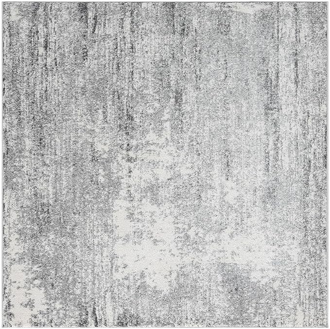 Keen Home Design Area Rugs - 5ft Round Non-Shedding, Abstract Rugs for Kitchen, Living Room, Bedroom, Dining Room, Entryway - Size: 5'3" Square, Abstract Cream/Grey