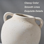 Ceramic Vase, 5.8 Inch Terracotta Vase with Handles, Boho Decor Decorative Vase, Rustic Vase for Home Decor, Farmhouse, Living Room, Table - Beige