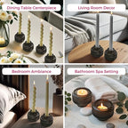 Kate Aspen Taper Candle Holders for Candlesticks, Smoke Grey Ribbed Glass Candlestick Holders Set of 4 - Candlestick Stand Decor, Fall Home Decor Accents, Modern Centerpieces, Black Candle Holder