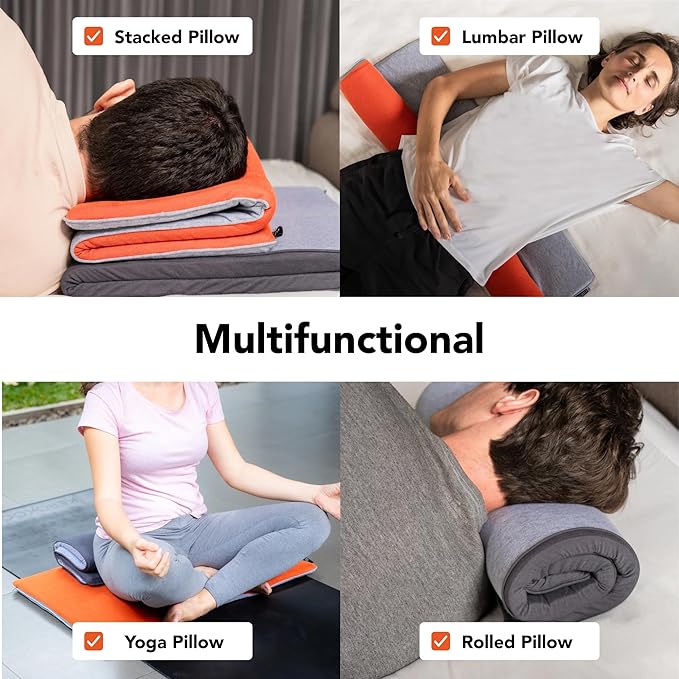 Ultra Thin Pillow 1 inch Thickness - Foldable, Rollable, Stackable - Made from Natural Latex - Low Profile, Super Flat (Firm, Gray Slate)