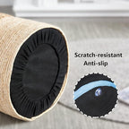 Wimarsbon Ottoman Poufs, 100% Natural Seagrass Pouffe, Hand Weave Round Footstool with Wood Frame, Sitting Braided Footrest, Home Boho Decorative Seat, Accent Chair for Living Room, Bedroom