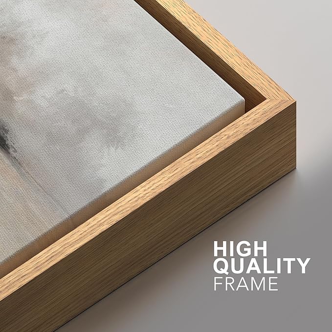 SIGNFORD Framed Canvas Print Wall Art Set Misty Horizon Soft Neutral Toned Landscape Illustration Modern Art Decorative Nordic Nature for Living Room, Bedroom, Office - 24"x36"x2 Natural