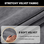 PrinceDeco Velvet Stretch Couch Cushion Cover Extra Large Cushion Slipcover for Chair Loveseat Sofa Cushion Furniture Protector Seat Cushion Sofa Cover (3 Piece XL Sofa Cushion Covers, Grey)