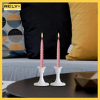 Rely+ White Candle Holder Set of 2 - Decorative Taper Candles for Candlesticks - Candle Stick Candle Holder -Candlestick Holders for Taper Candles - Modern Easter Candle Holders for Dinner, Party