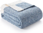 Snuggle Sac Heather Blue Throw Blanket for Couch, Oversized Throw XL Super Soft Warm Blankets Cozy Knit Fuzzy Lightweight Throws for Sofa, Bed, Camping, Picnic, Heather Blue, 50x70 inches