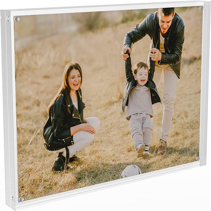 8.5''x11'' Picture Frame Acrylic Frame, Perspex Photo Frame for Wedding Pictures, Tabletop Freestanding Certification Frame 12mm + 12mm